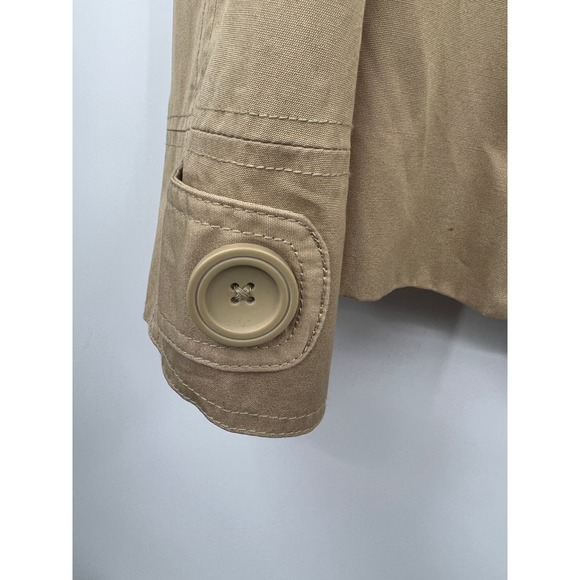 L.L. Bean Double Breasted Trench Lined‎ Coat Jacket Medium Tan Button Up - Picture 6 of 7